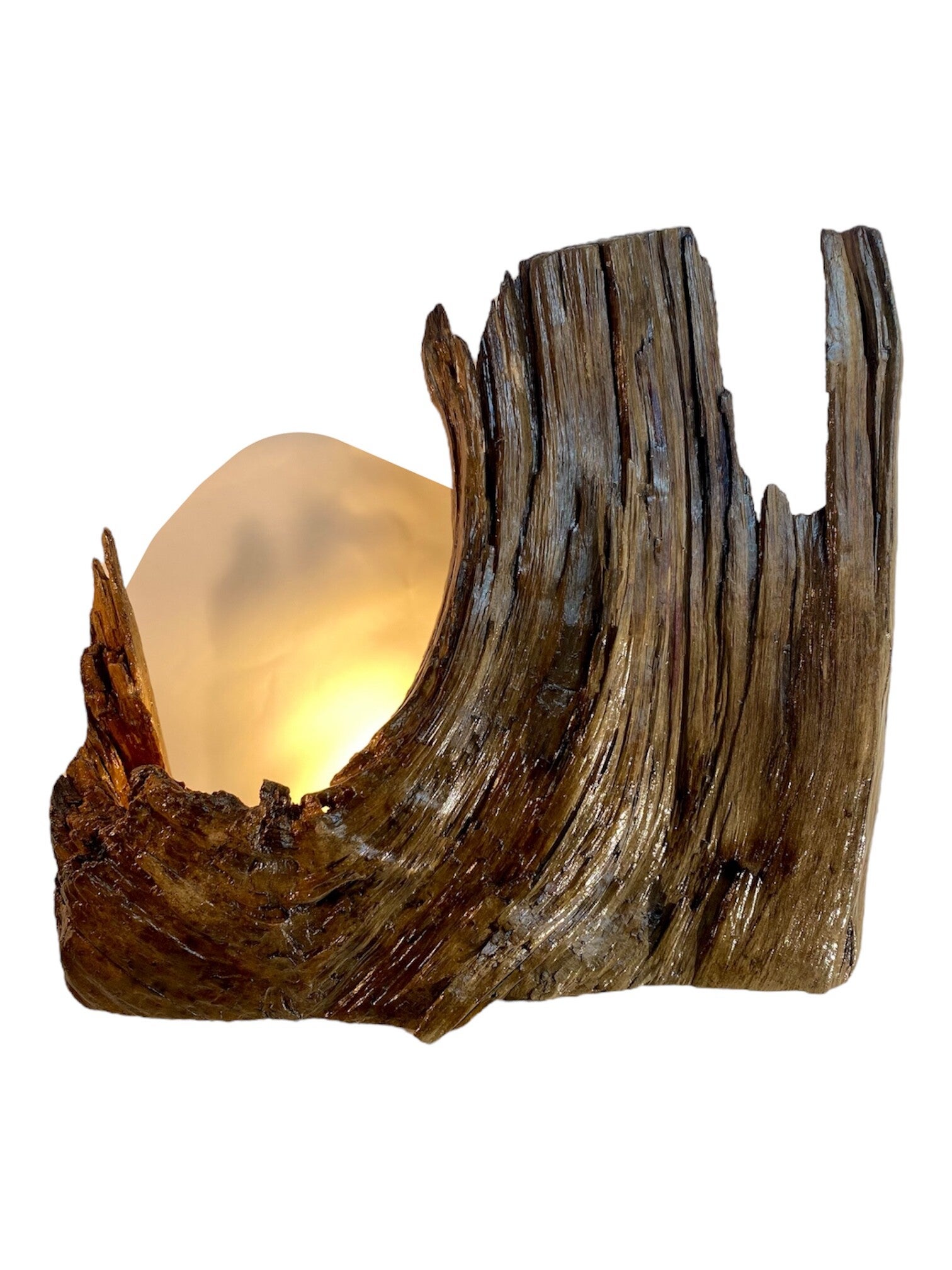 Lampe bois flotté