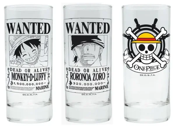 One piece Luffy Zoro & Skull - Set de 3 Verres