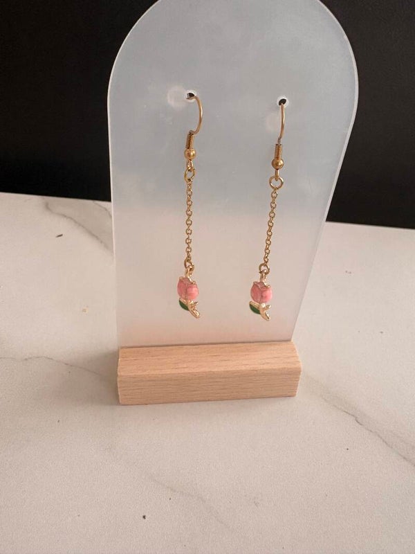 Boucles d’oreilles en acier inoxydable – Collection Rose Élégante