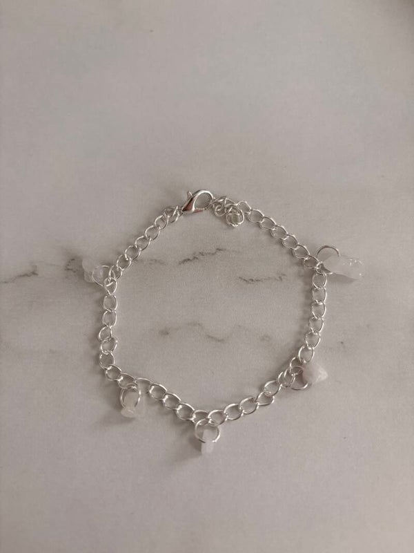 Bracelet en acier inoxydable & éclats de pierre naturelle
