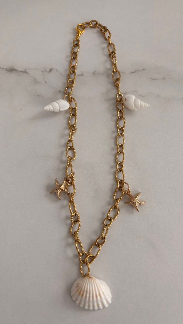 Collier marin en acier inoxydable – Coquillages & étoiles de mer
