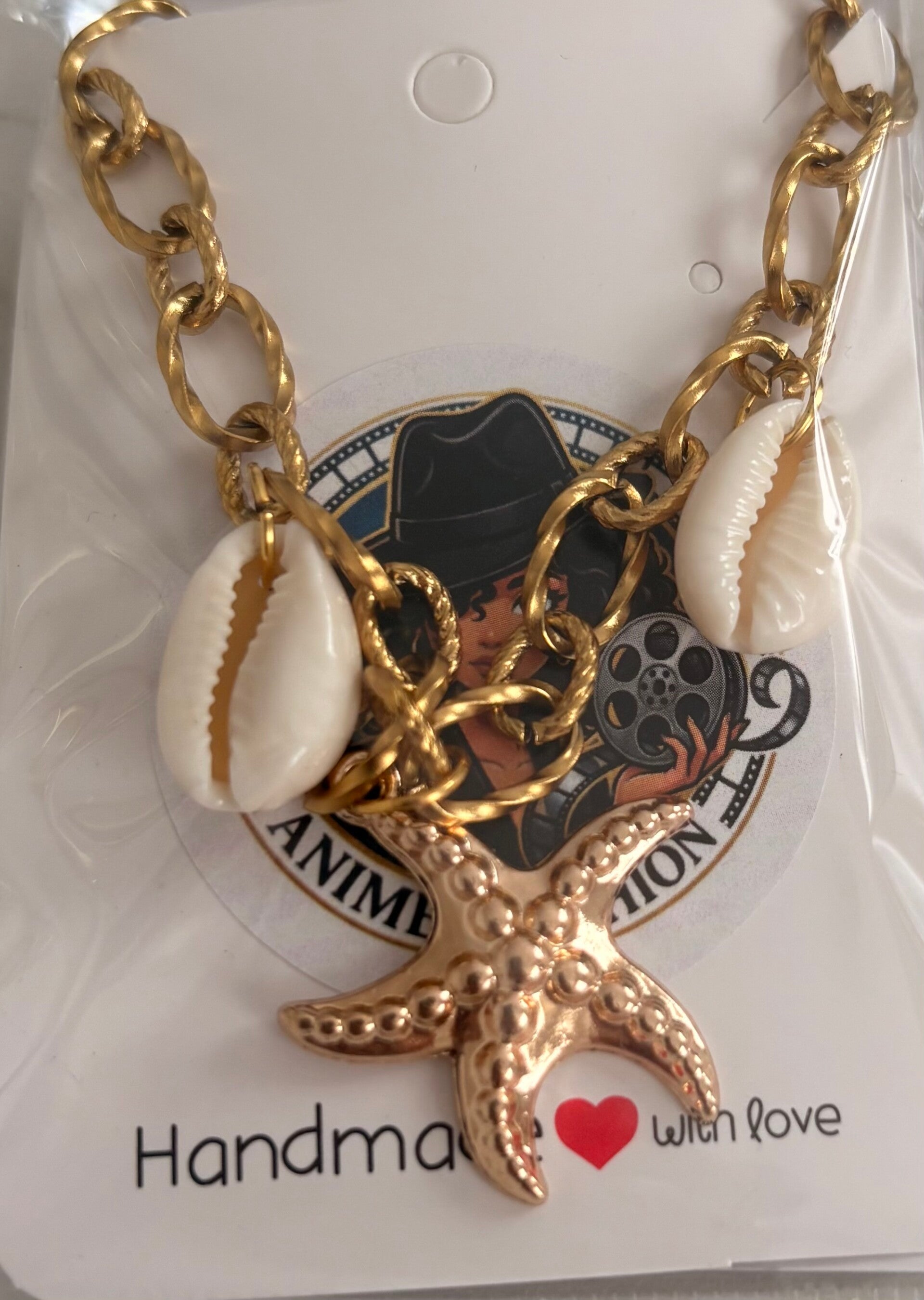 Collier en acier inoxydable – Coquillages & étoile de mer