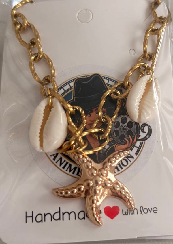 Collier en acier inoxydable – Coquillages & étoile de mer