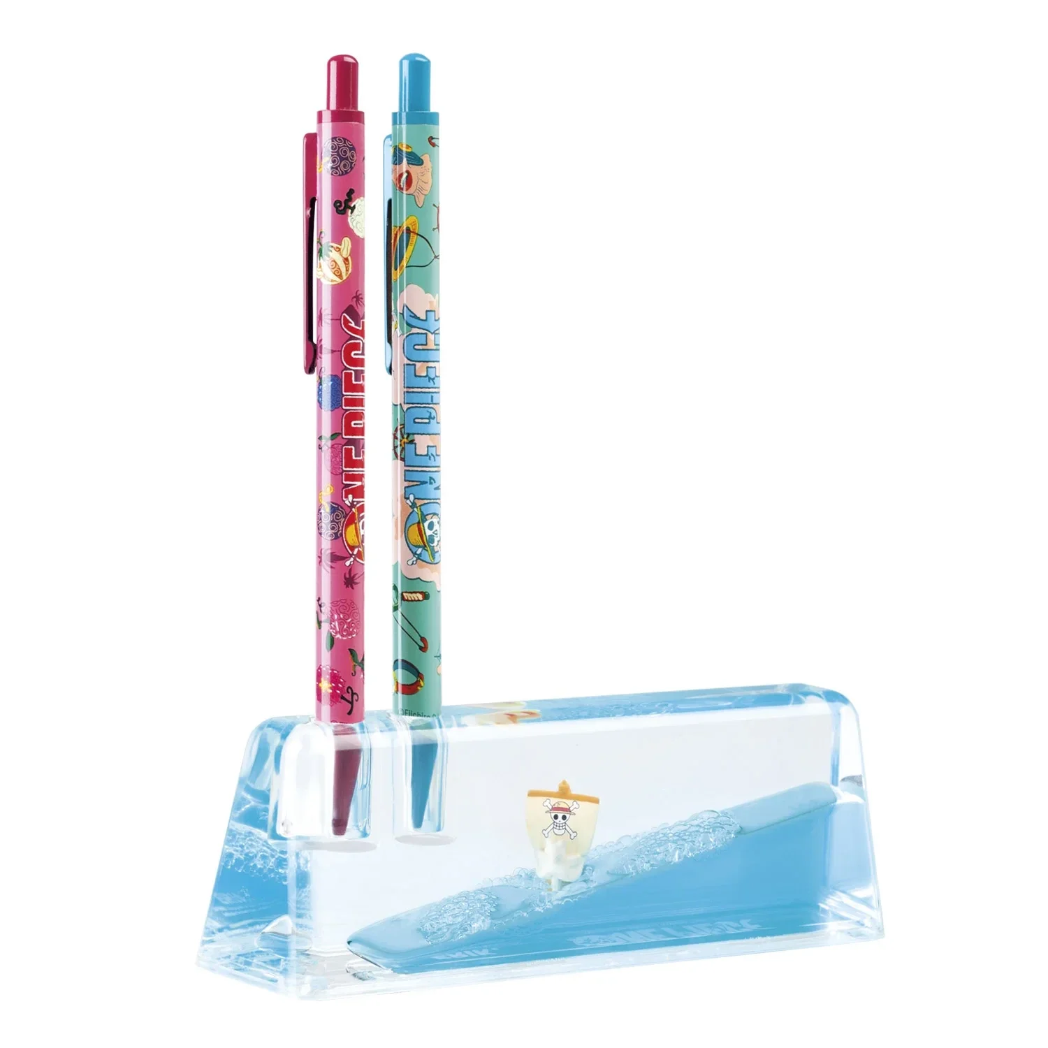 ONE PIECE NETFLIX - Merry -2 Stylos-bille avec son Socle 3D Acrylique
