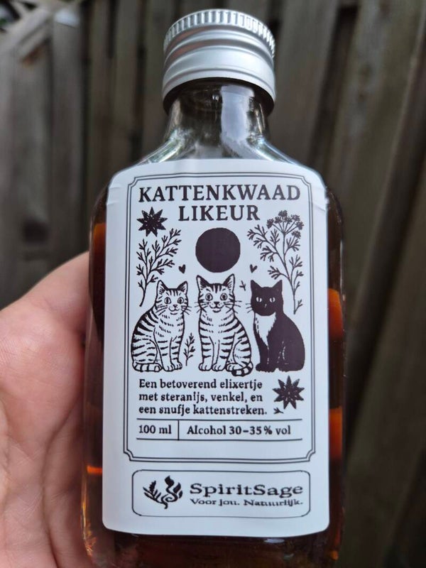 KATTENKWAAD LIKEUR100ml glazen zakflacon