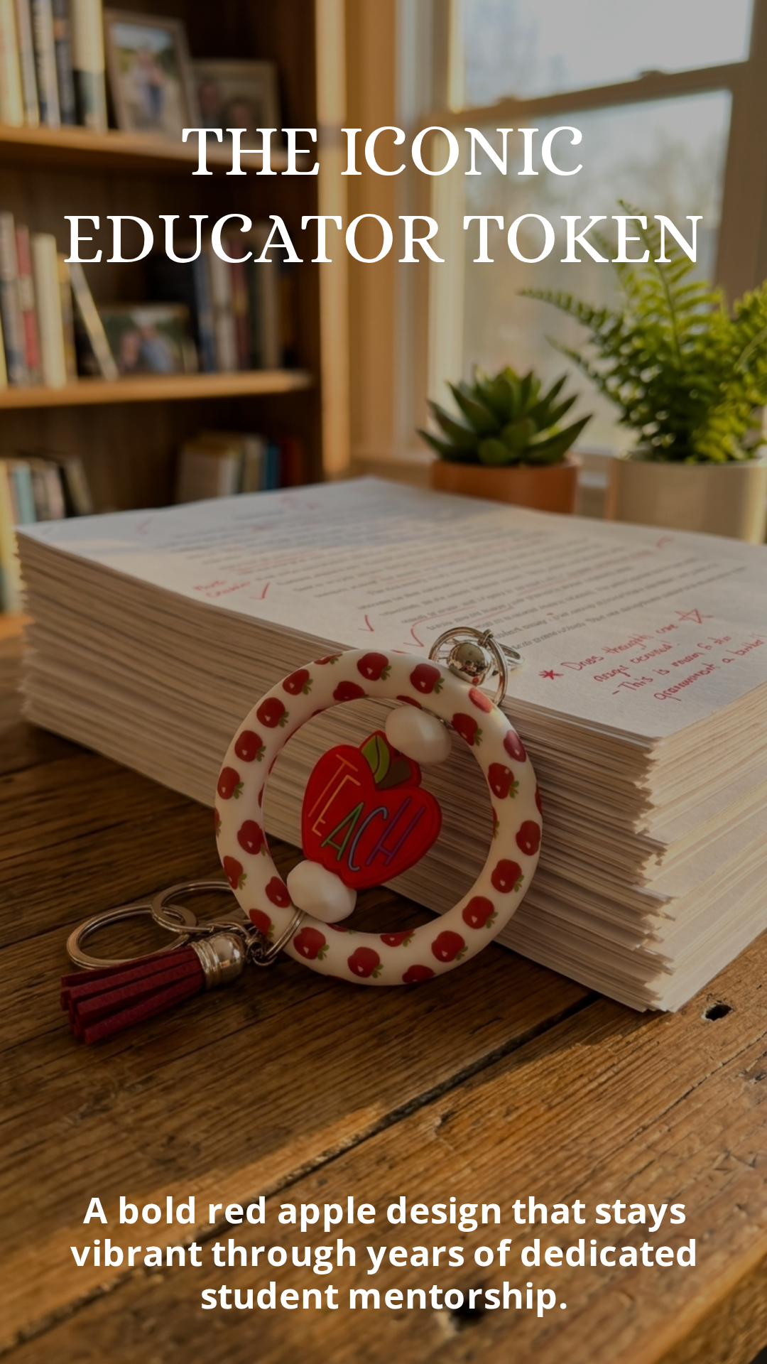 Teach Apple Silicone Keychain