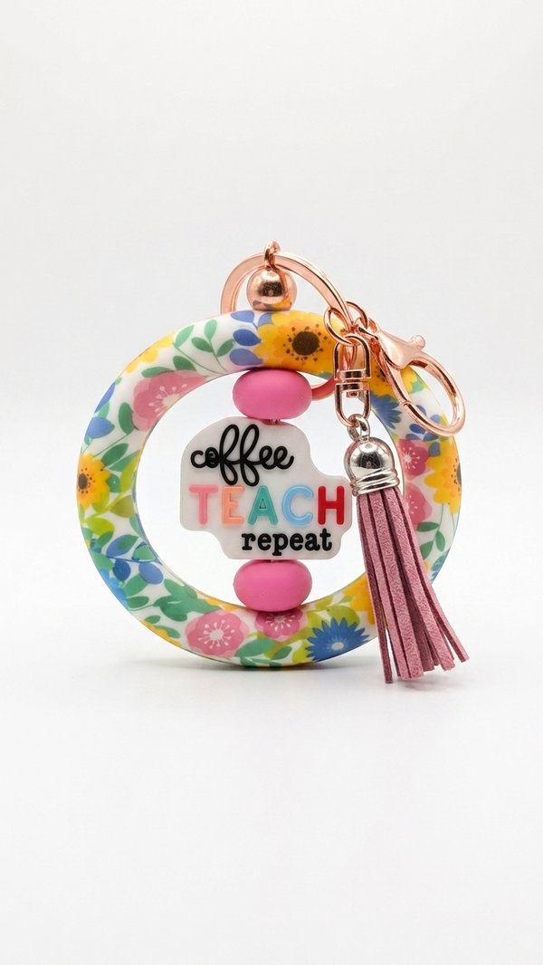 “Coffee • Teach • Repeat” Silicone Keychain