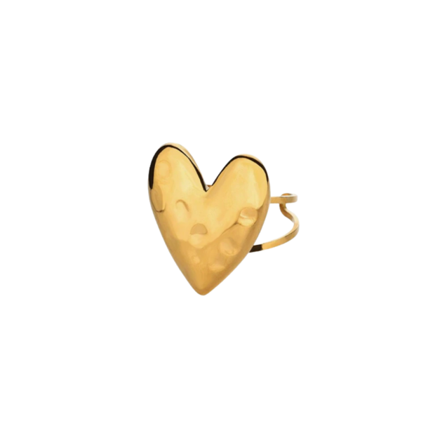 chunky heart ★ ring goud