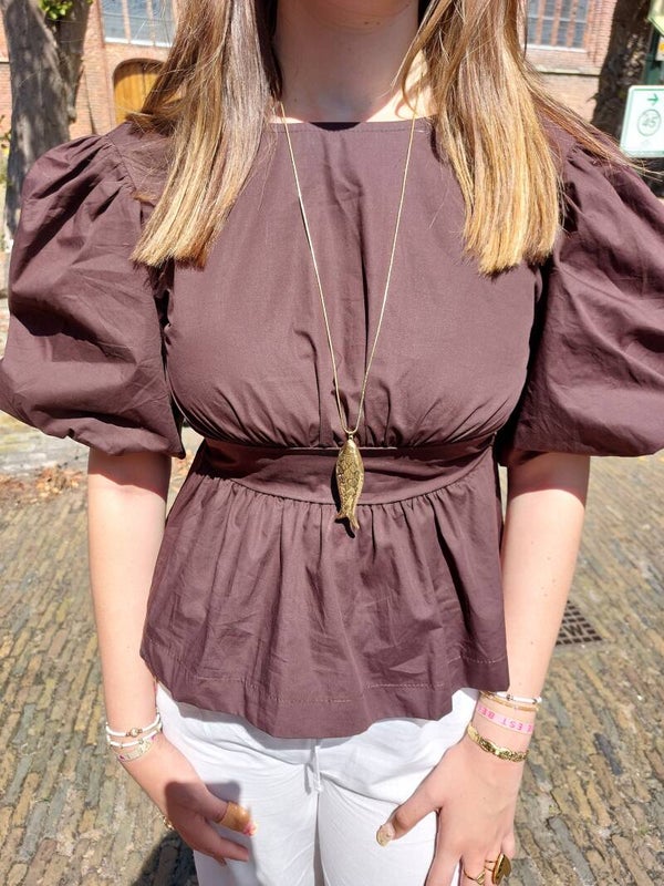Lovy ★ strik blouse bruin