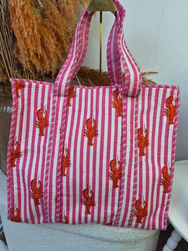 Kreeft streep roze ibiza  ★ shopper