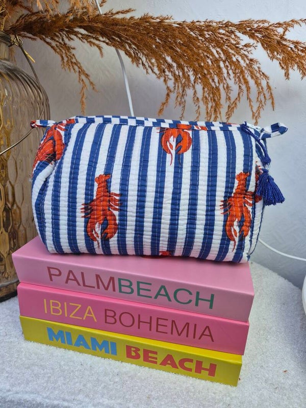 Kreeft streep blauw ibiza ★ toilettas L