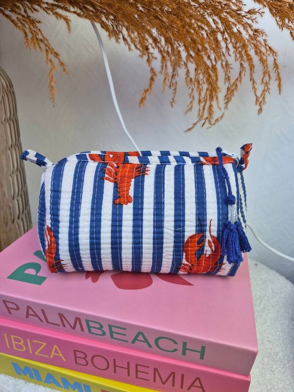 Kreeft streep blauw ★ toilettas S