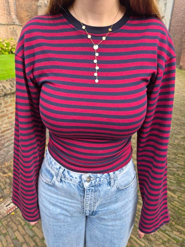 Striped ★ top navy/rood
