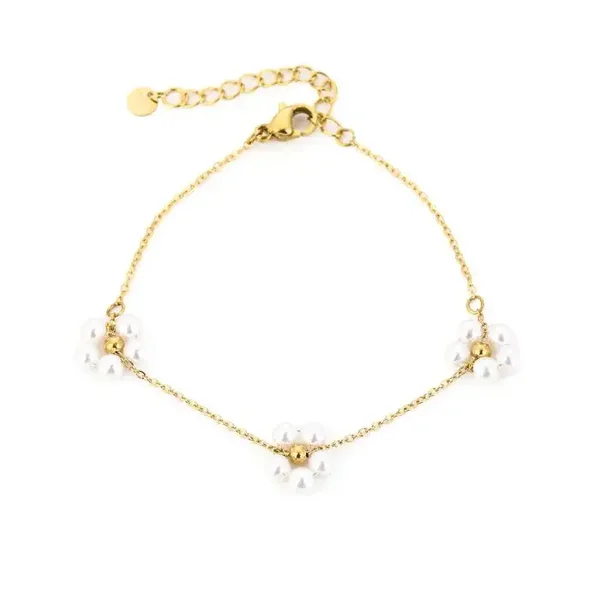 parel bloem ★ armband goud