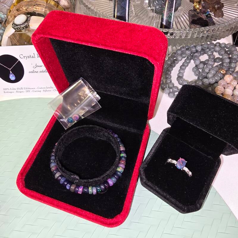 zwarte opaal armband met magneet sluiting