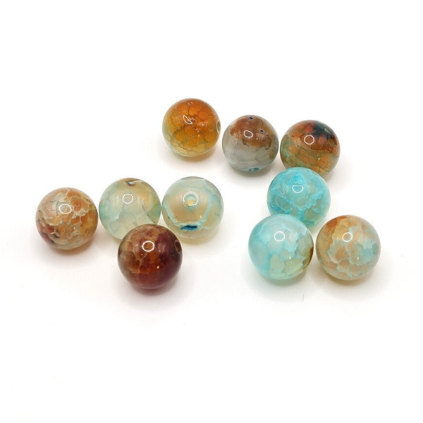 Edelsteen Losse Kralen - Crackle Blue Agate (dyed-8mm) - 10 stuks