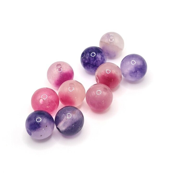 Edelsteen Losse Kralen - "Plum" Chalcedony (dyed-8mm) - 10 stuks