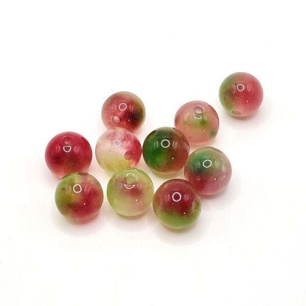 Edelsteen Losse Kralen - "Watermelon" Chalcedony (dyed-8mm) - 10 stuks