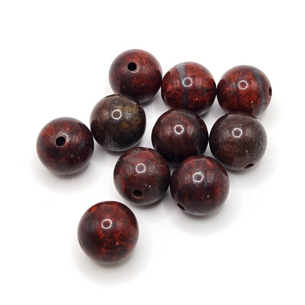 Edelsteen Losse Kralen - Changhua/Balinyouqi Bloodstone (Chickenblood) (8mm) - 10 stuks