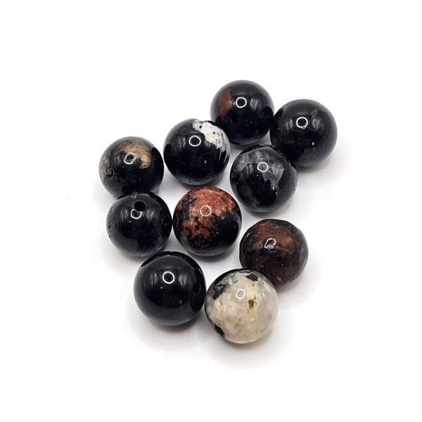 Edelsteen Losse Kralen - Black Tourmaline with Quartz (8mm) - 10 stuks