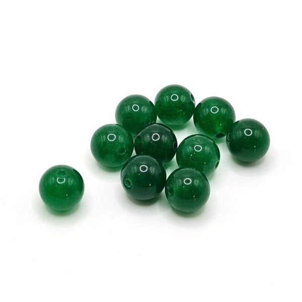 Edelsteen Losse Kralen - Dark Green Chalcedony (dyed-8mm) - 10 stuks
