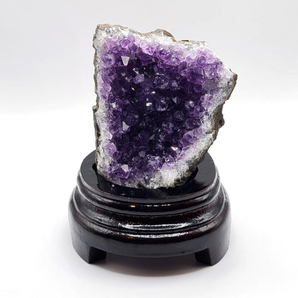 Amethyst Cluster with wooden custom stand