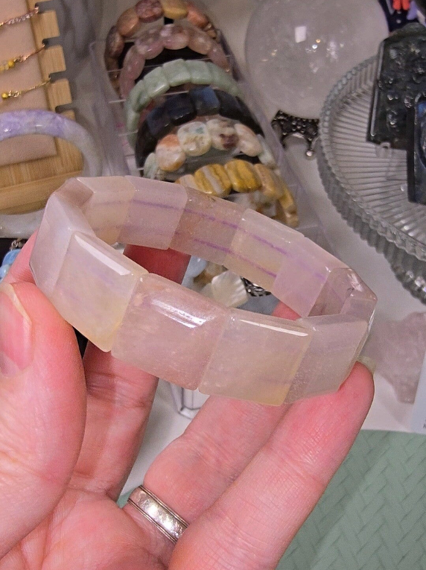 Gold Silk Jade / Purple Berry Quartz Soft Bangle (PB2)