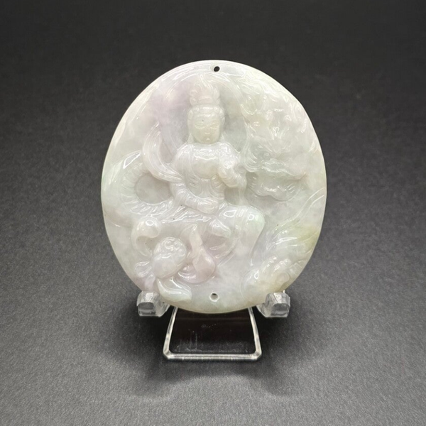 Jadeite Buddha/Dragon Pendant (1) - 2 gaten