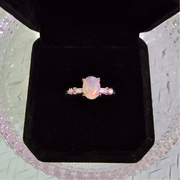 Witte Opaal - zilver s925 - verstelbare ring