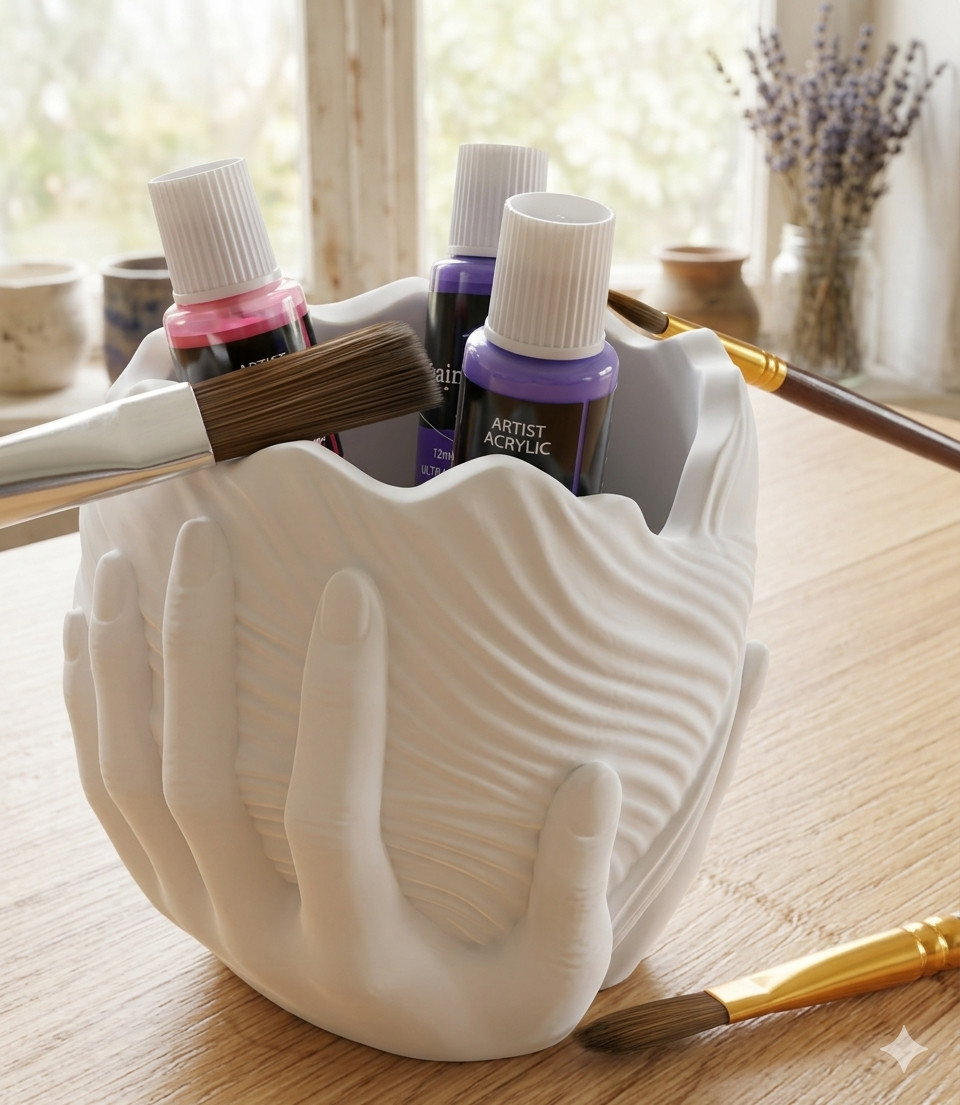 Bloem in Handen Beeldje – DIY Zelf Schilderen