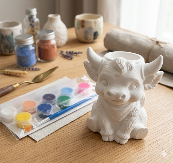 DIY mini verfset 'zittende koe'
