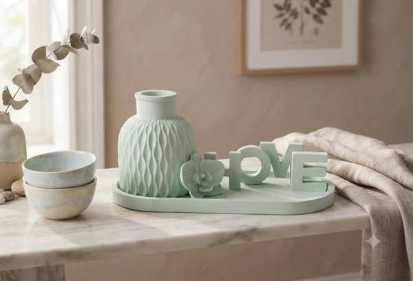 HOME Decoratieset met Vaas en Bloem