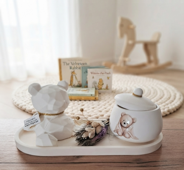 Baby Giftset: Geometrische Beer & Bewaarpotje