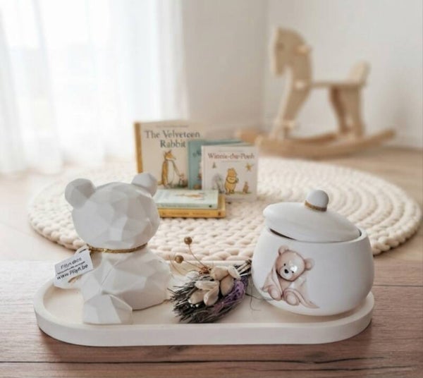VAK H:Baby Giftset: Geometrische Beer & Bewaarpotje