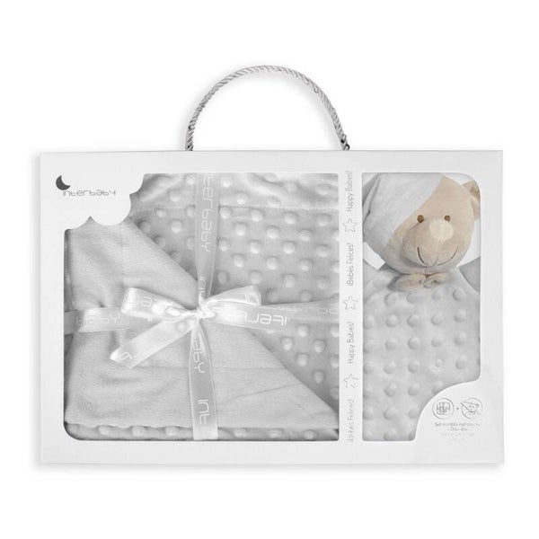 Set van Fleece Deken & Doudou Lichtgrijs