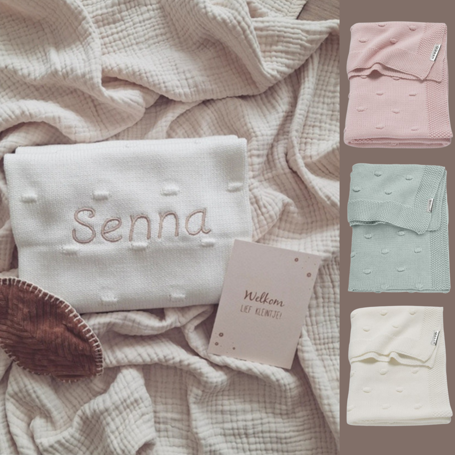 Wiegdeken Meyco - Mini Knots - Met naam