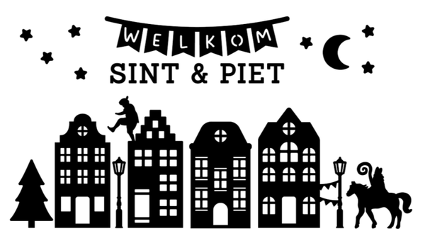Raamsticker Sinterklaas - Welkom Sint & Piet