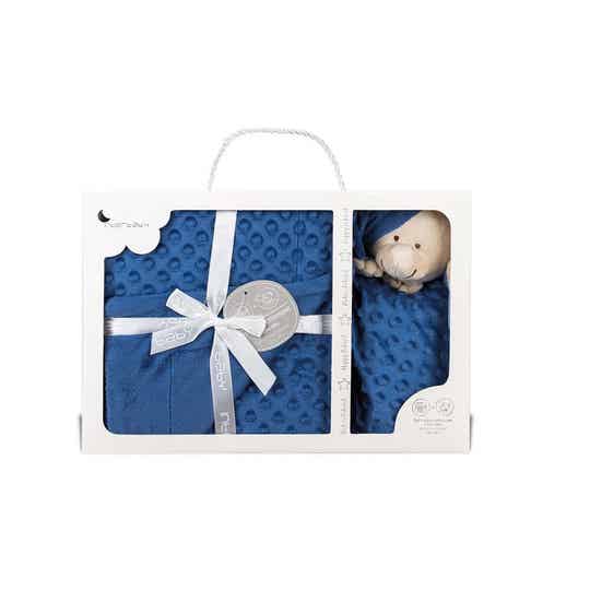 Set van Fleece Deken & Doudou Donkerblauw