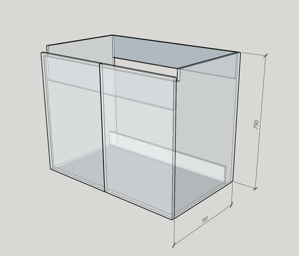 P2 Caisson évier à portes battantes