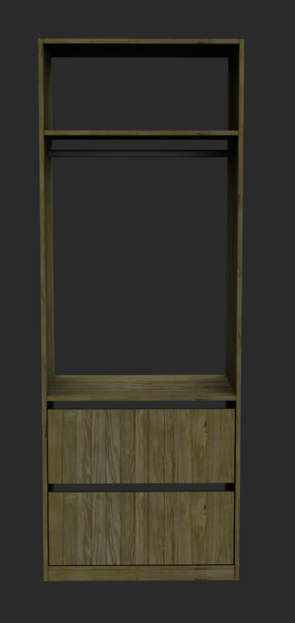 PPC2 Petite penderie + 2 tiroirs haut + 2 étagères