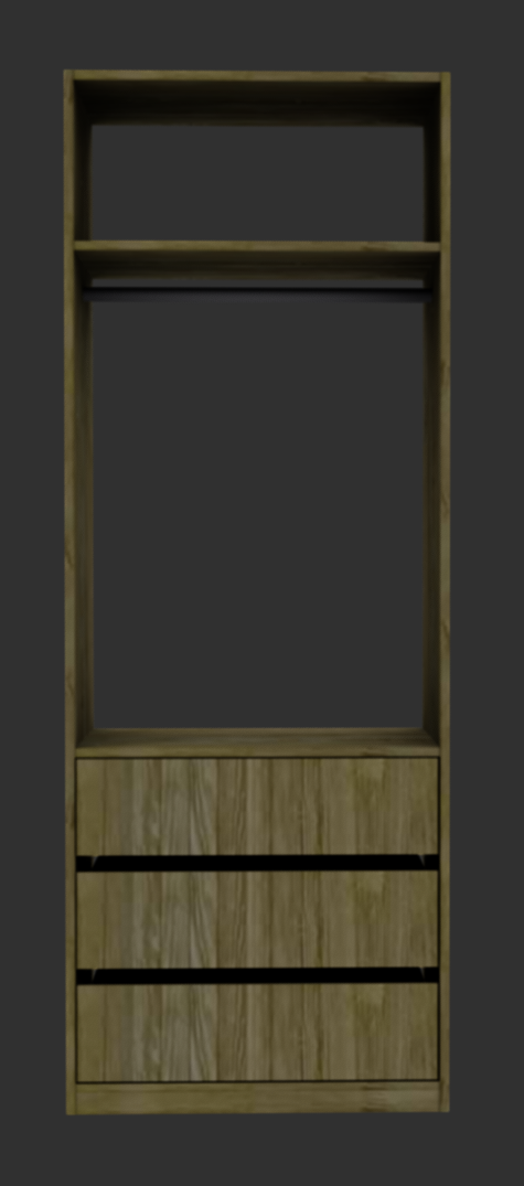 PPT3 Petite penderie + 3 tiroirs + 2 étagères