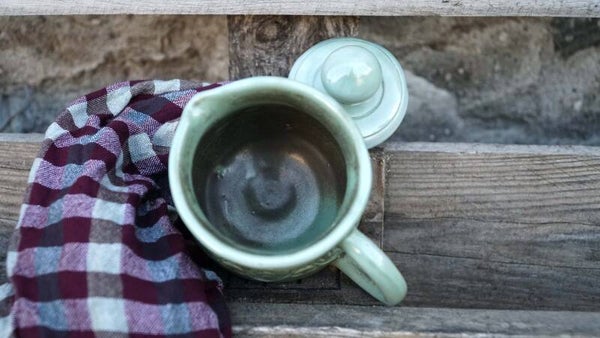 Petit pot à eau avec couvercle en céramique - Inspiration Cambodge