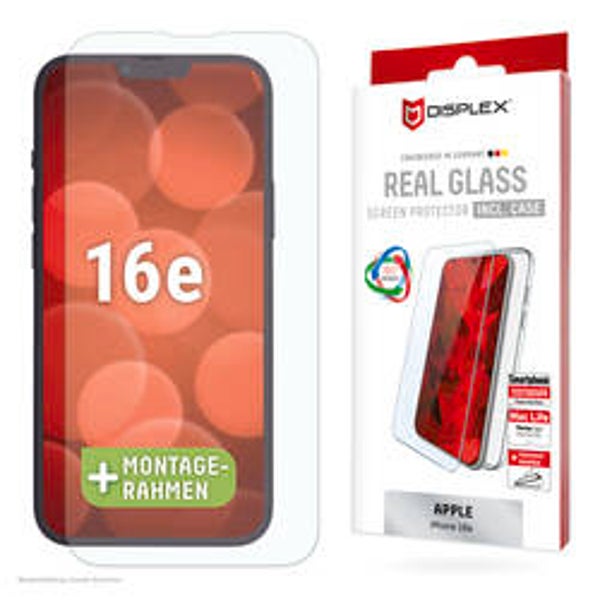 DISPLEX Real Glass + Case für iPhone 16e – Panzerglas & transparente Hülle
