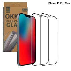 OKKES 2in1 Fullcover Panzerglas iPhone 15 Pro Max