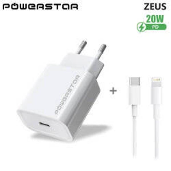 Powerstar ZEUS 20W Ladegerät USB-C + Lightning – Weiß