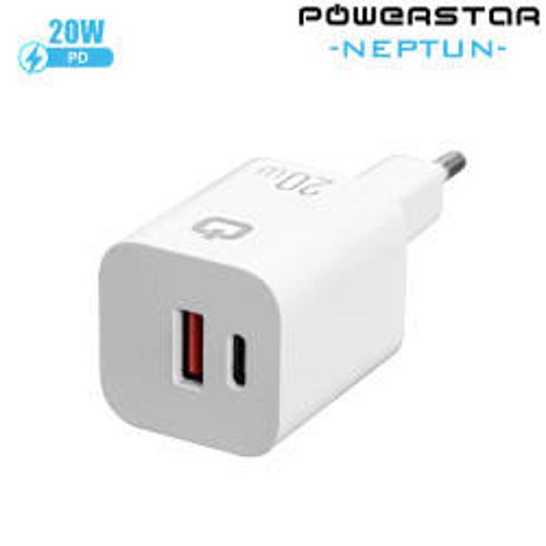 Powerstar Neptun 20W Dual USB Ladegerät A+C Weiß