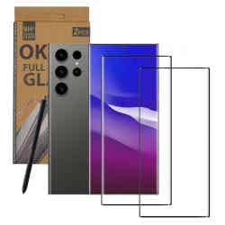 OKKES® 2in1 Premium Panzerglas 3D für Samsung Galaxy S25 Ultra – Full Cover, Doppelpack, 9H gehärtet, Fingerabdrucksensor kompatibel