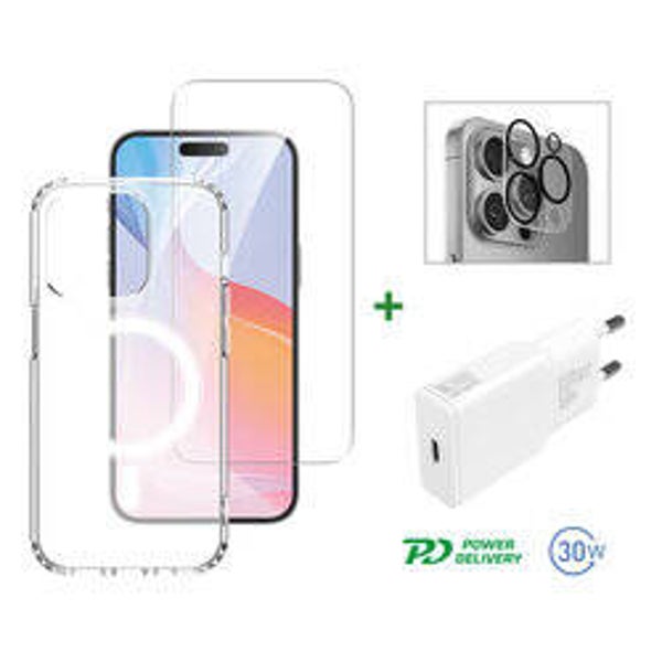 4smarts 3in1 Starter Set für iPhone 16 Pro – Hülle, Panzerglas & Ladegerät