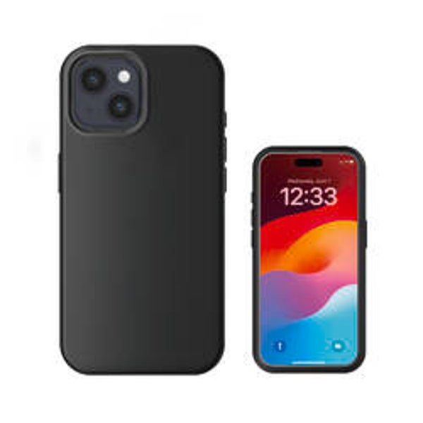 iPhone 15 Plus Silikon Case mit Mag Safe, schwarz