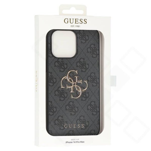 Guess 4G Metal Logo Hülle für iPhone 14 Pro Max – Grau
